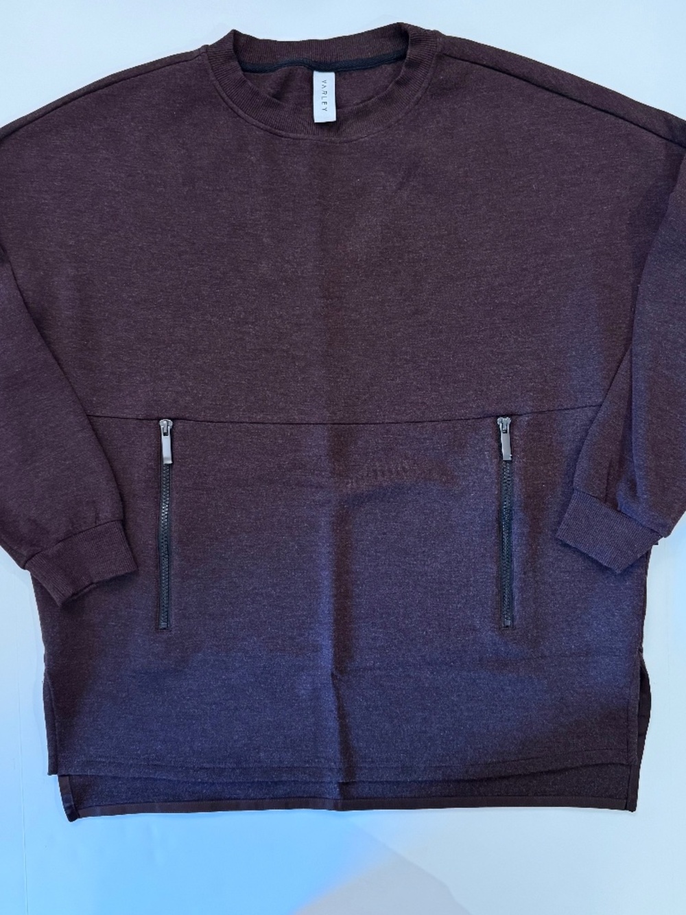 Varley Bayliss Crewneck Sweatshirt in Heathered Chocolate Oversized Size M